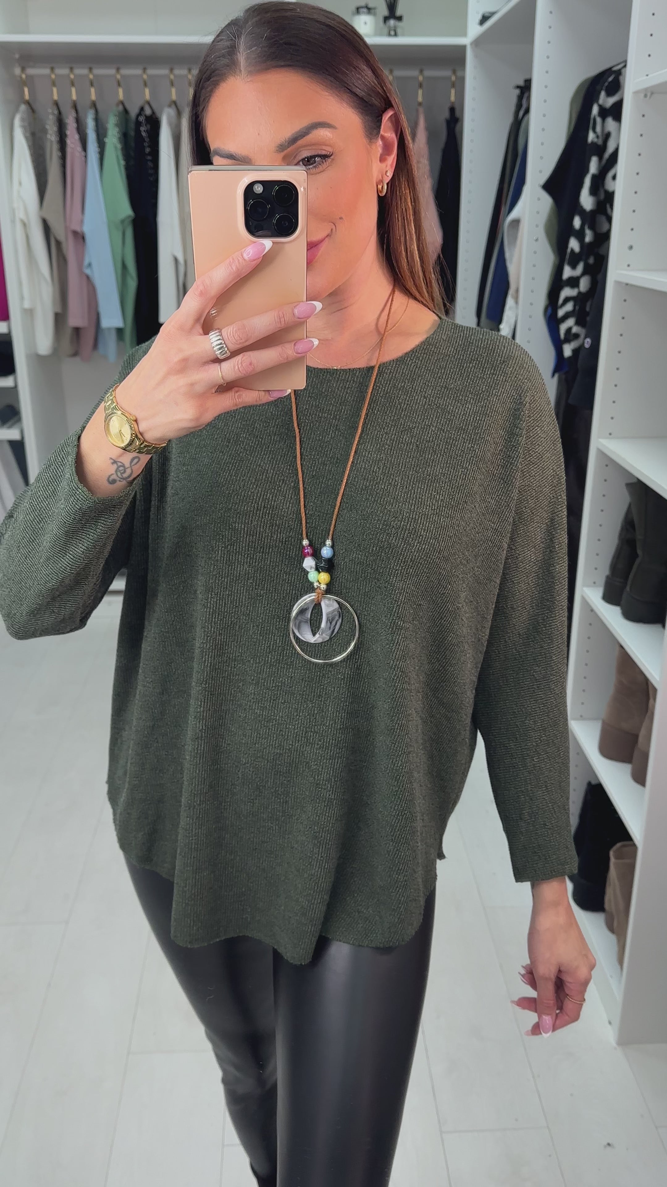 Tracy Plain Thin Knit Necklace Jumper