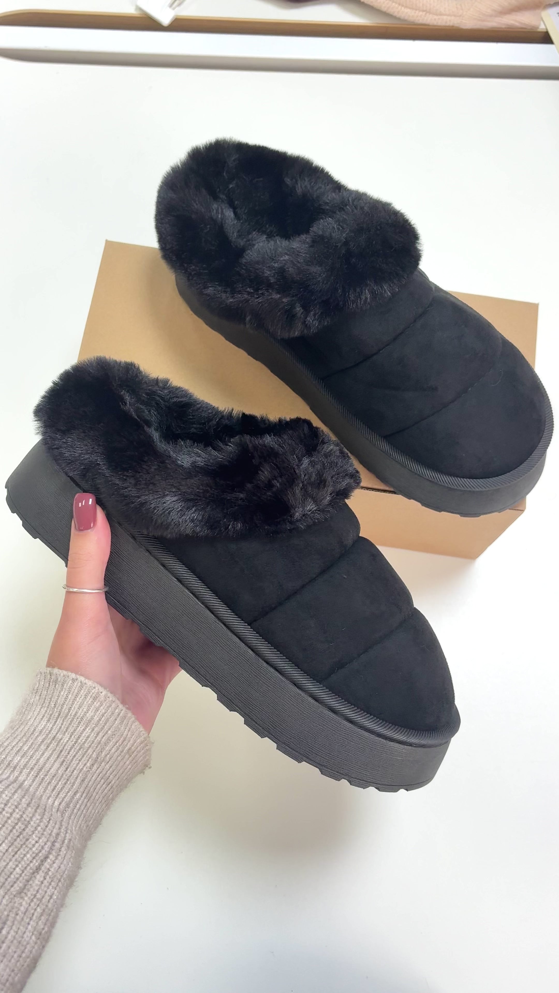 Eris Faux Fur Suede Platform Clogs