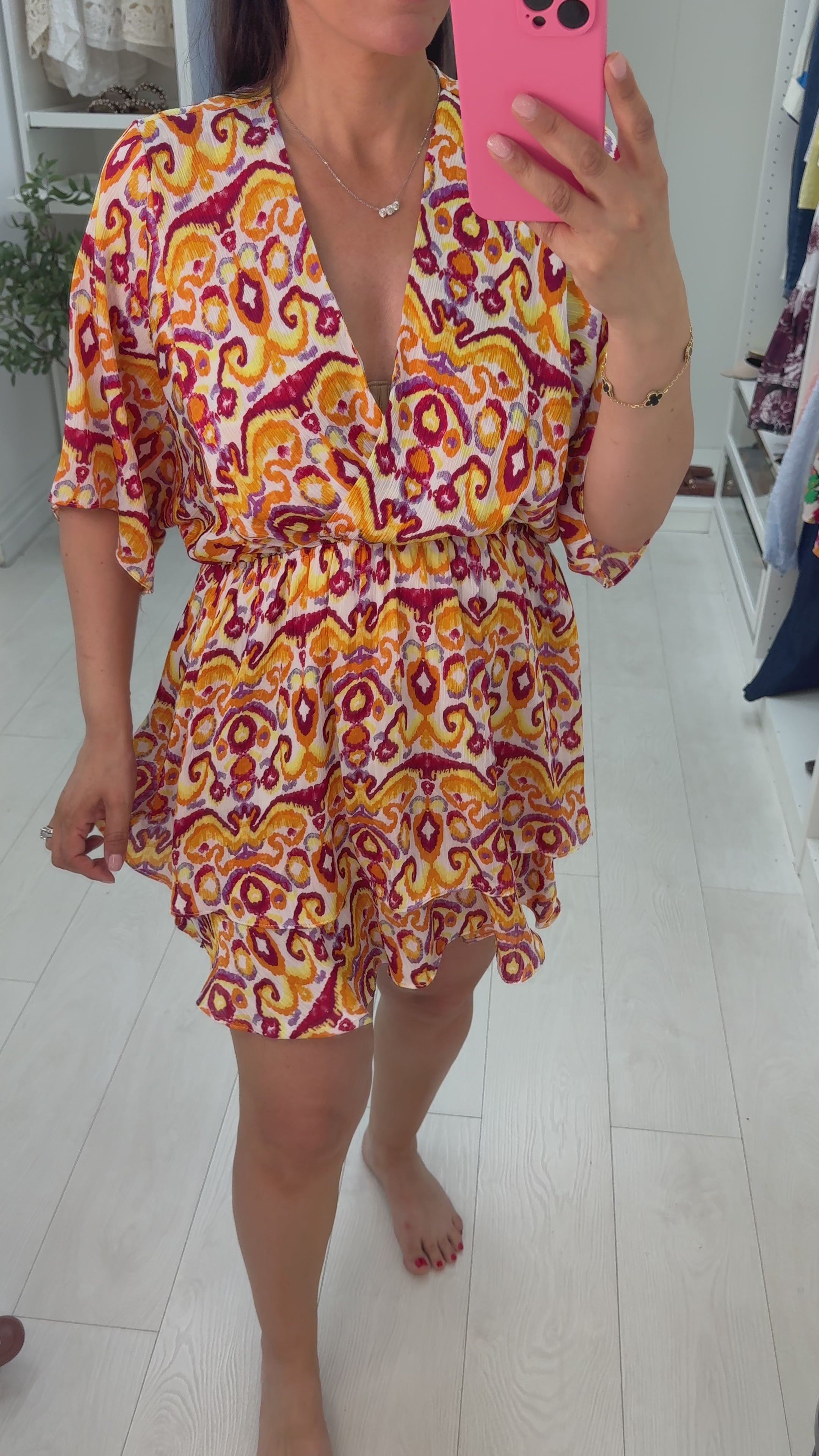 Basillia Abstract Print Loose Fit Midi Dress