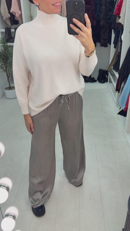 Hope Elasticated Plain Satin Trousers