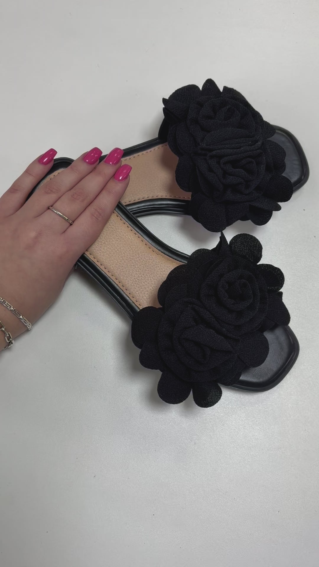 Load video: Florentina Floral Detail Flat Sliders