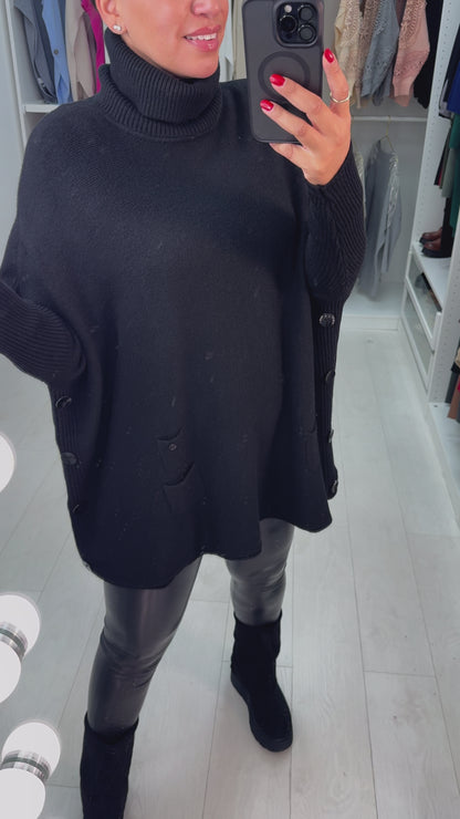 Angelina Oversized Roll Neck Knit Jumper