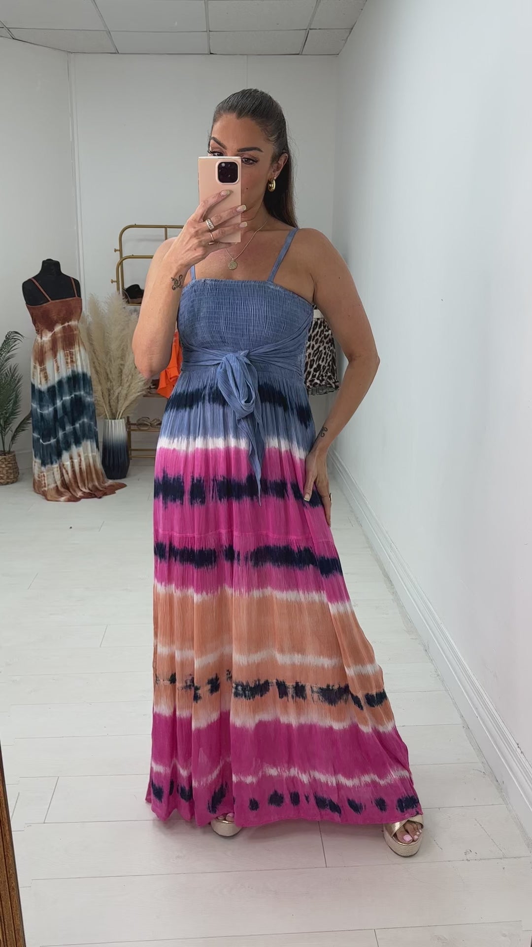 Sayla Tie Dye Elasticated Bust Tie Maxi Dress
