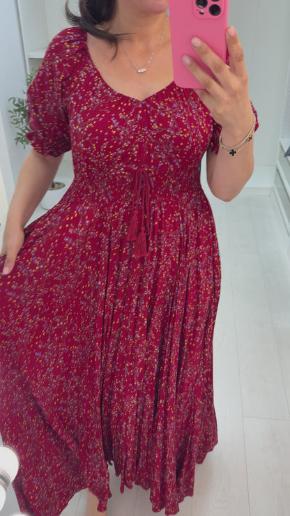Judy Ditsy Print Elasticated Waist Maxi Dress