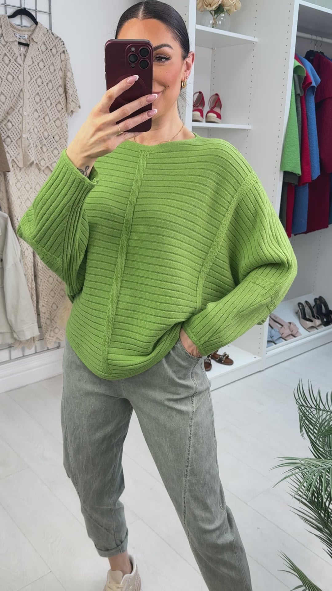 Kiki Plain Ribbed Batwing Jumper