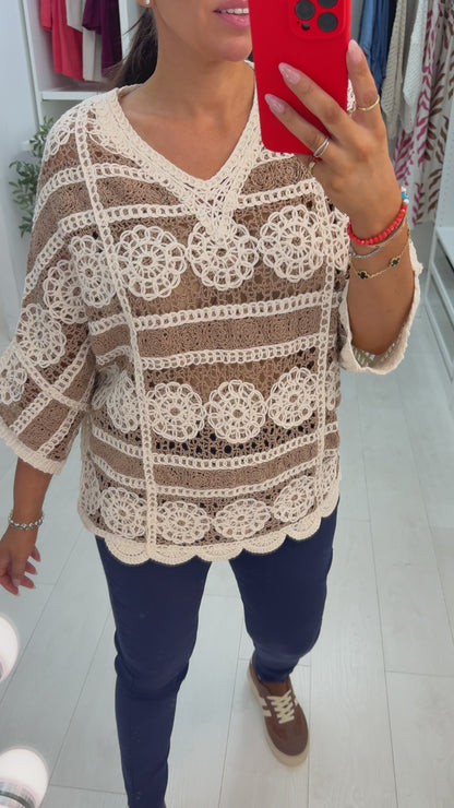 Oaklie Crochet Batwing Top