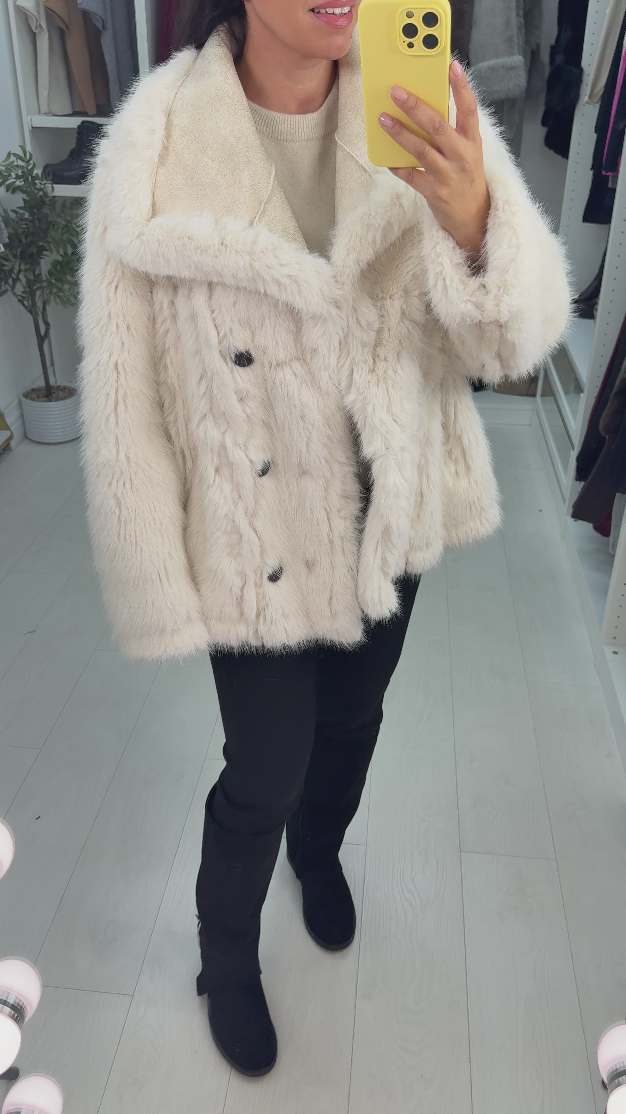 Isayla Reversible Faux Fur Detail Coat