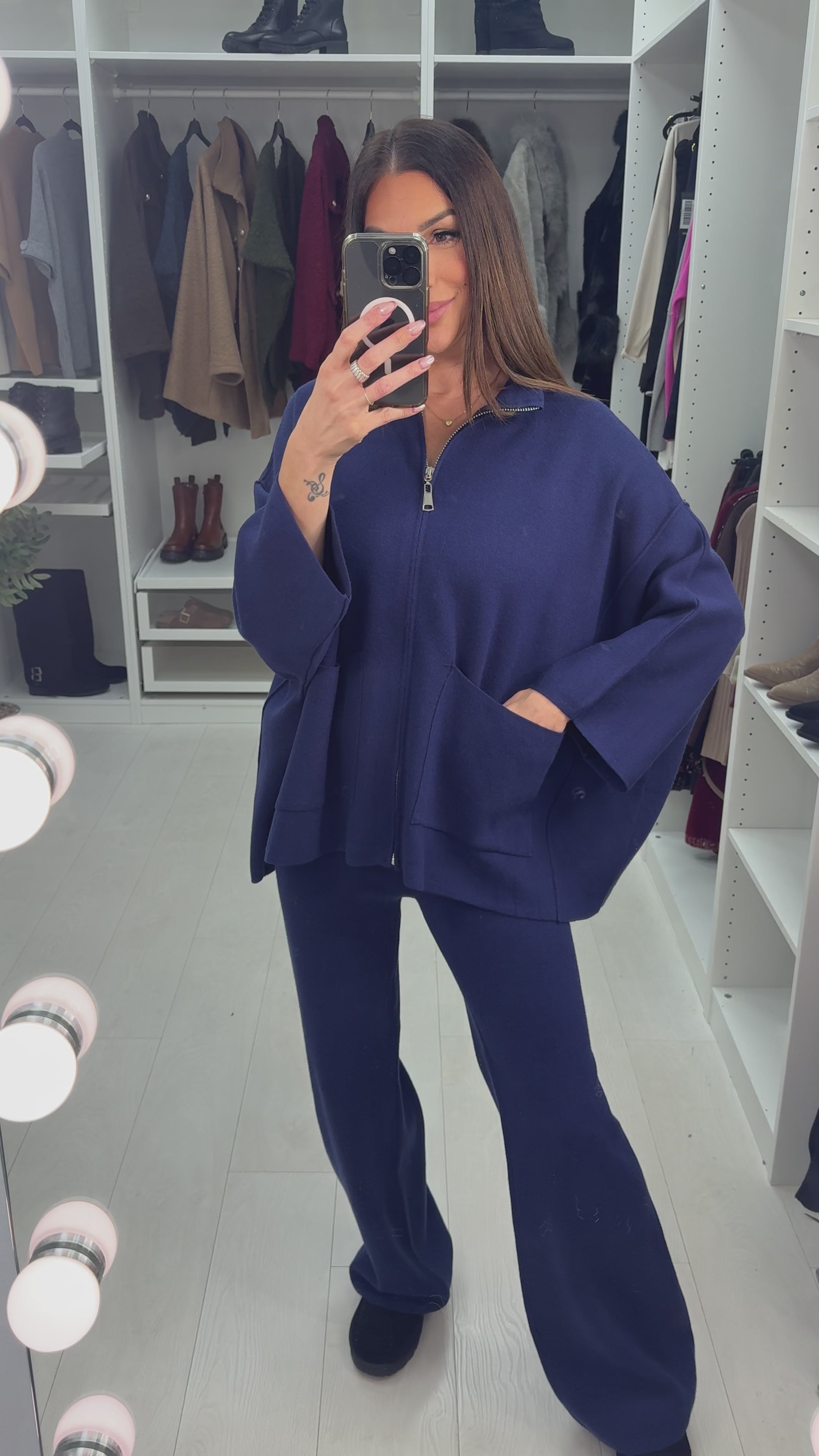 Tinslee Plain Loose Fit Knitted Co-Ord Set