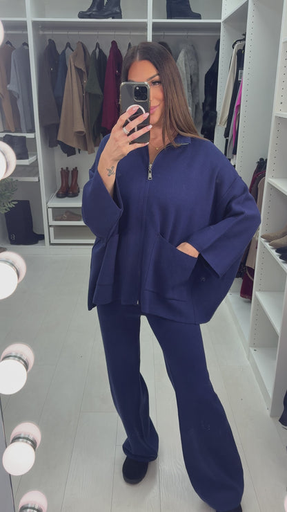 Tinslee Plain Loose Fit Knitted Co-Ord Set