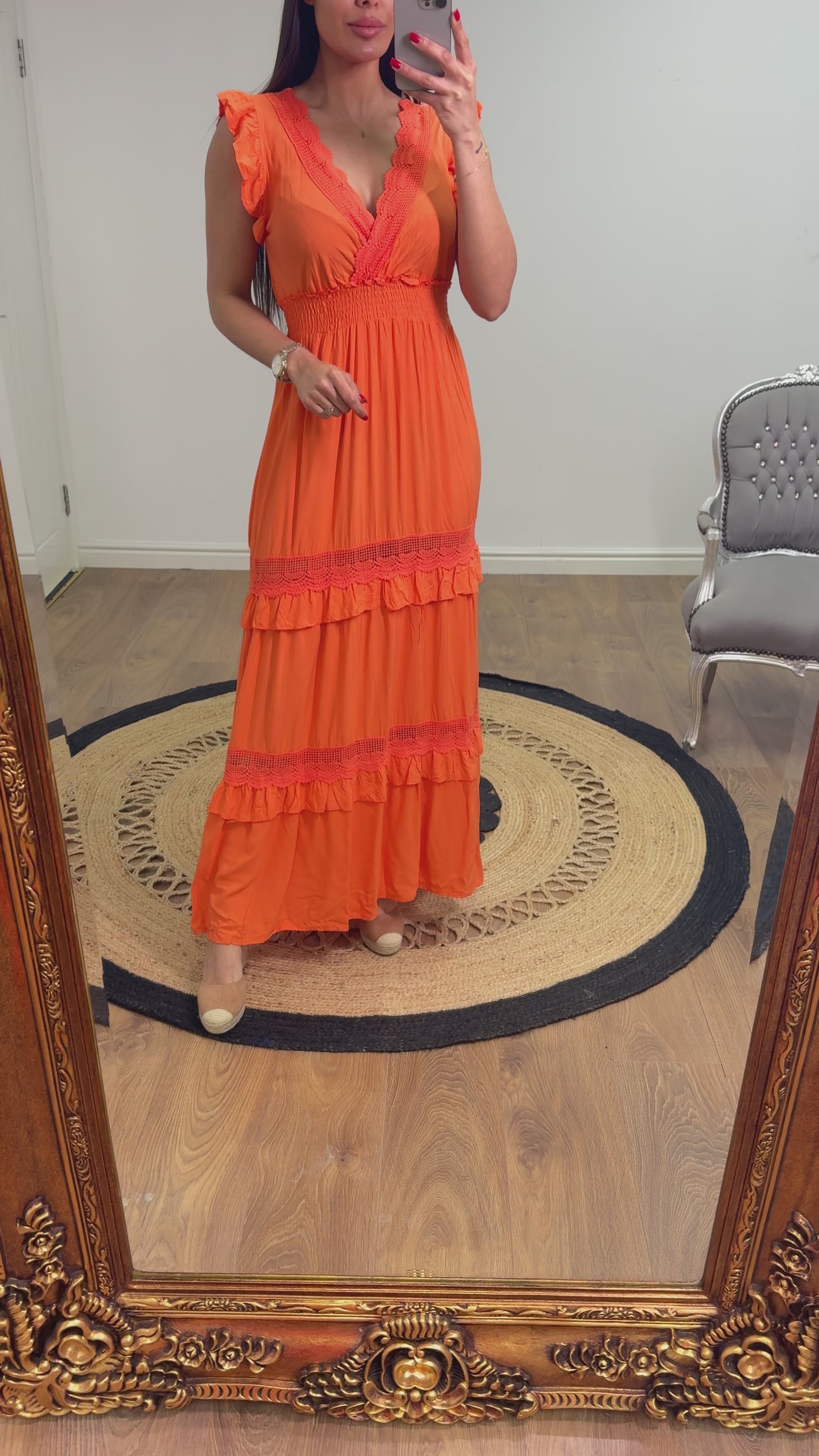 Load video: Silvana Crochet Detailed Frill Summer Dress