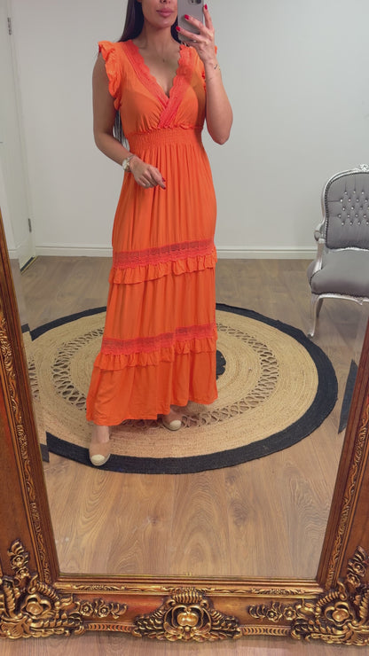 Silvana Crochet Detailed Frill Summer Dress