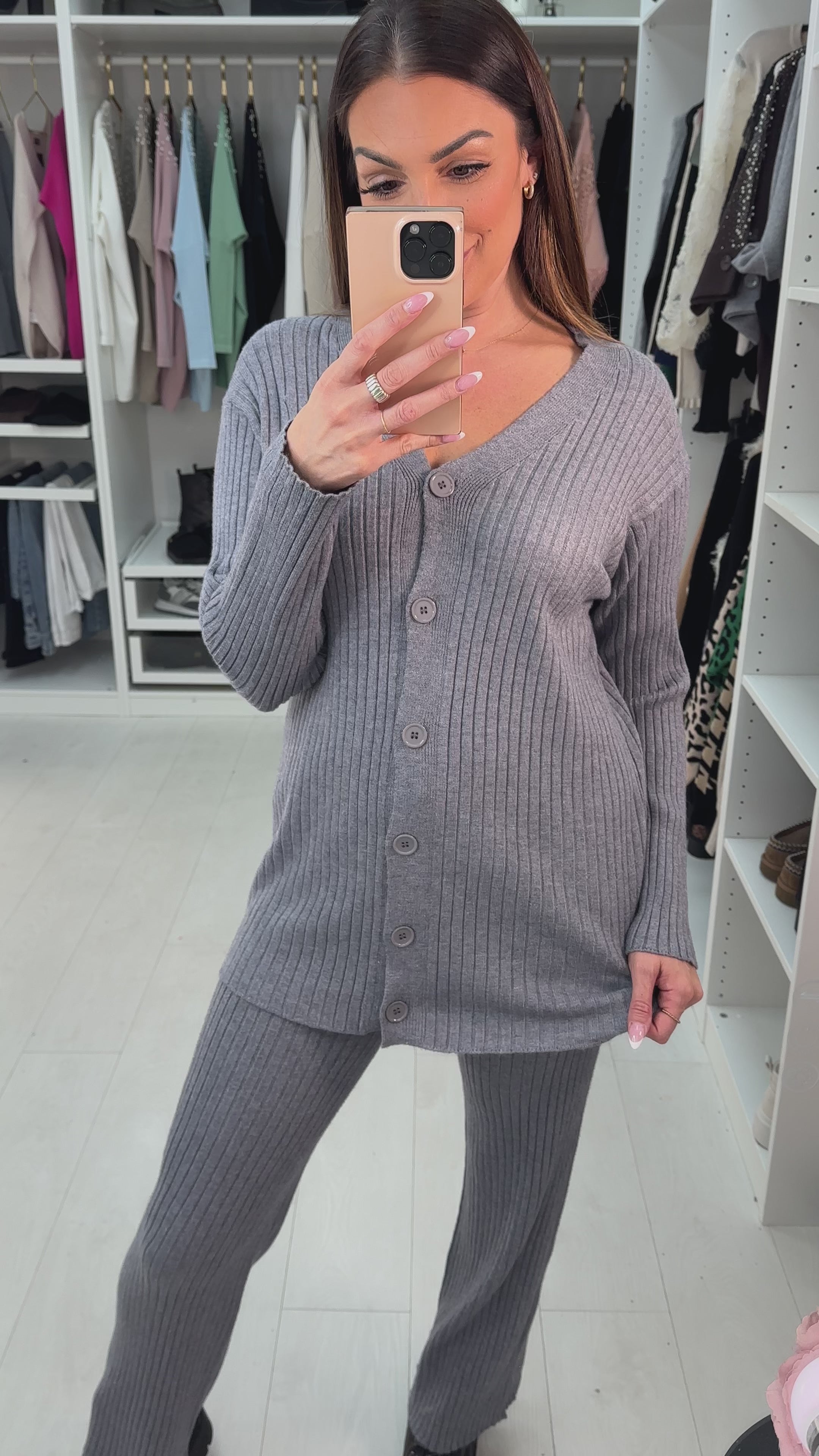 Ditah Plain Ribbed Loungewear Set