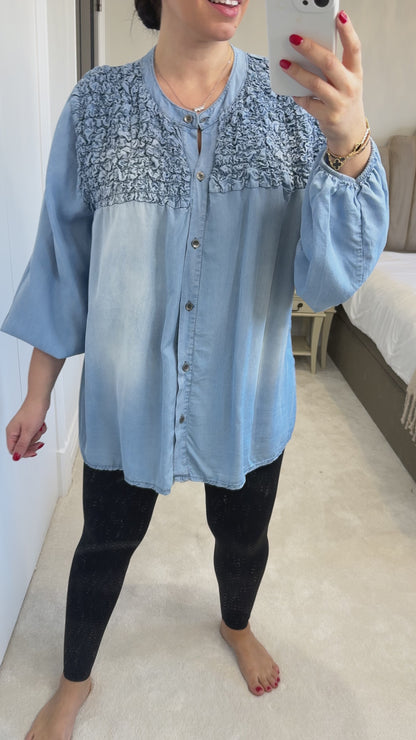 Ilya Denim Ruched Front Shirt