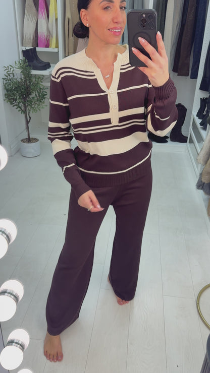 Karis Colour Block V Neck Loungewear Set