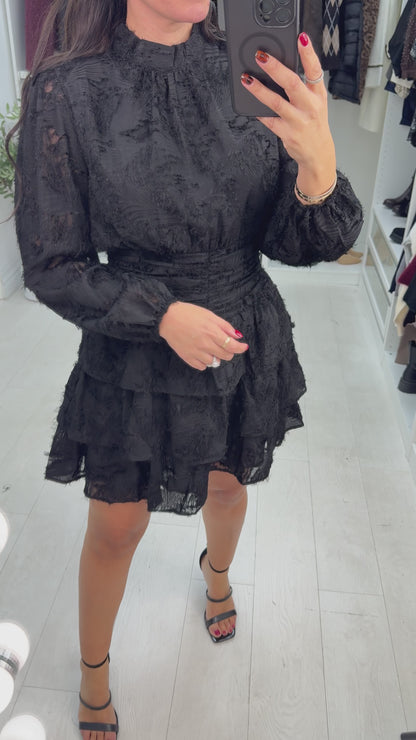 Kenia Textured Detail Shirred Waist Mini Dress