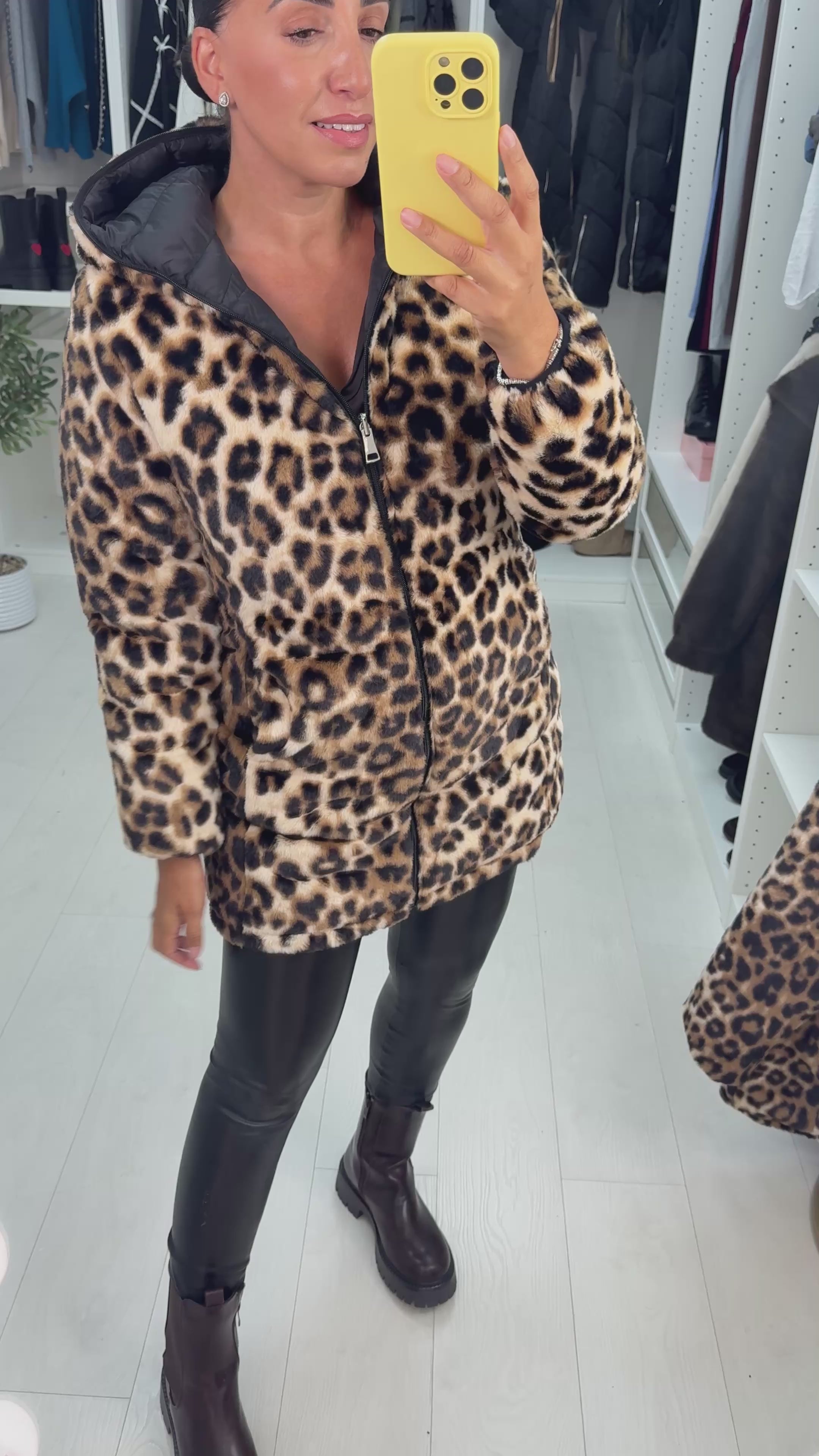 Robertina Reversible Leopard Print Coat