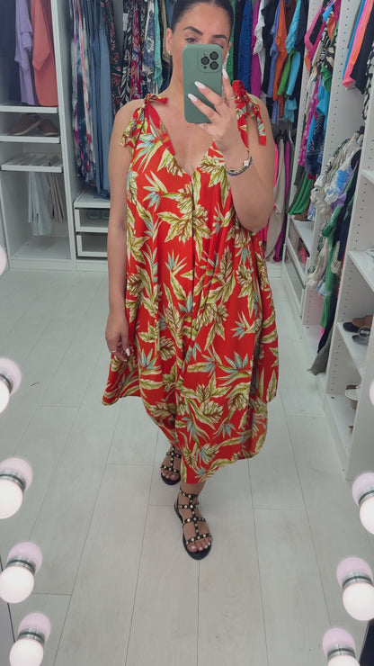 Brianne Leaf Print Loose Fit Harem Jumpsuit