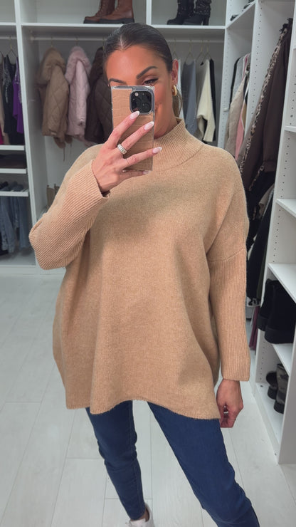 Paula Plain Oversized High Neck Jumper
