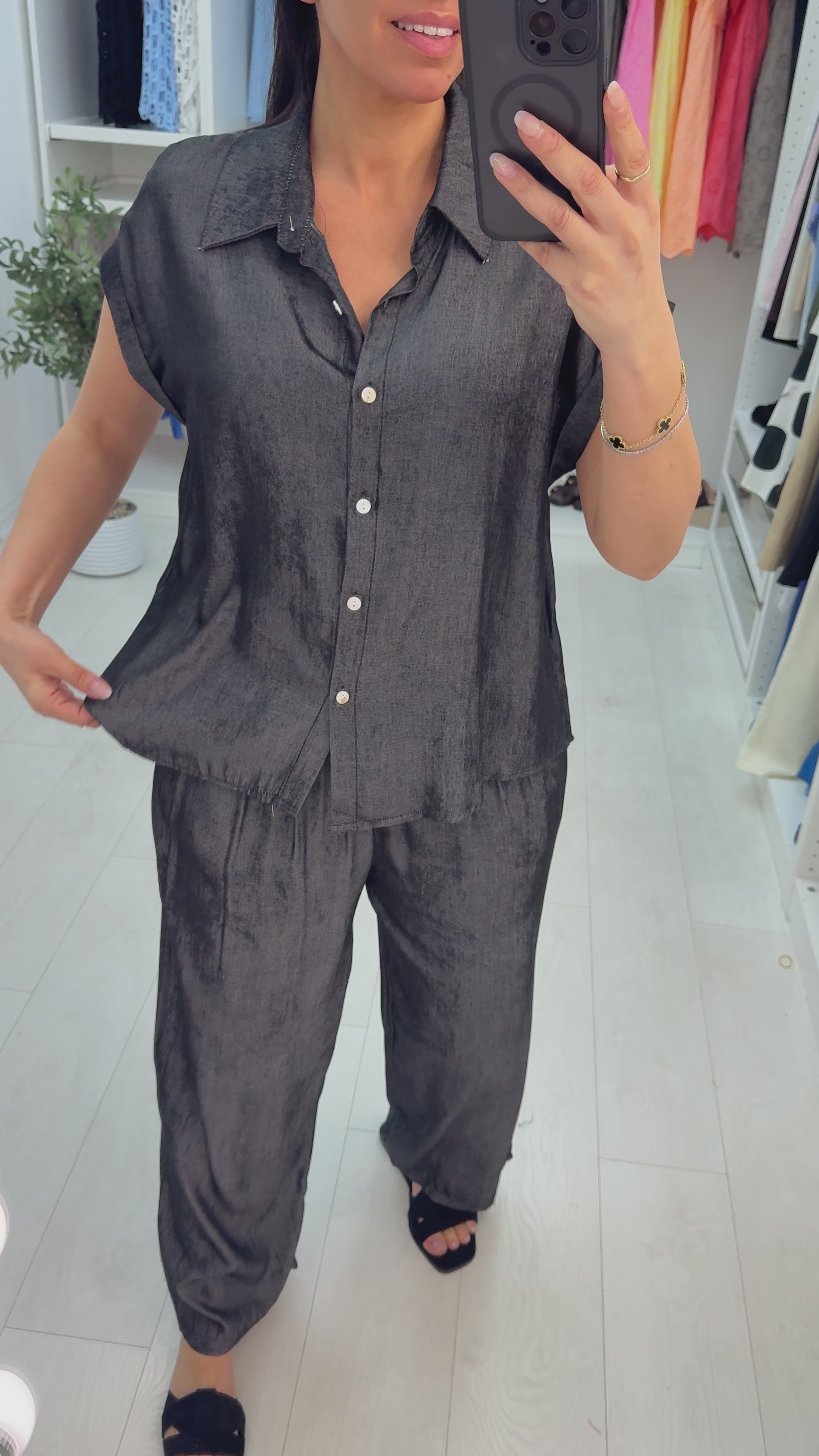 Load video: Nalan Denim Shirt Co-Ord Set