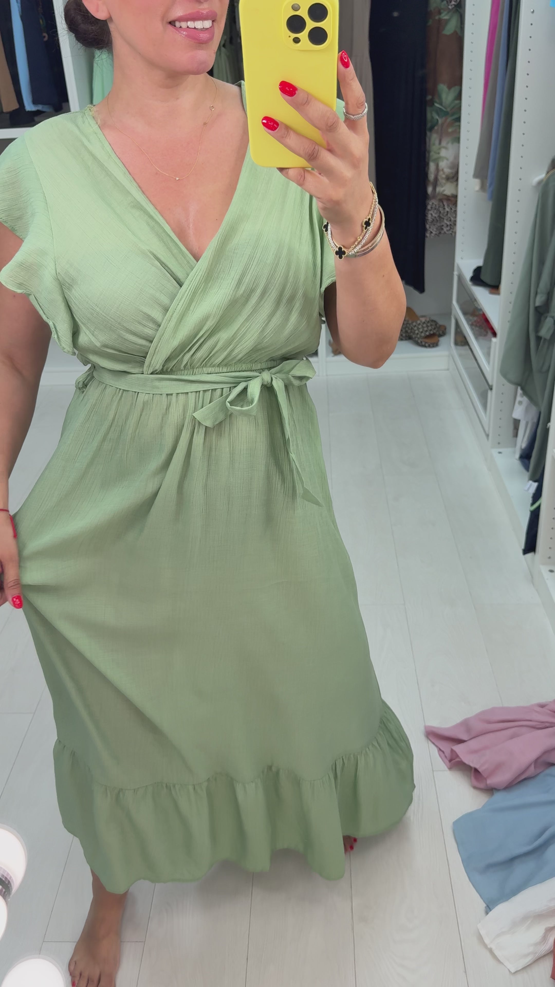 Load video: Samael Long Plain Flared Cut Dress