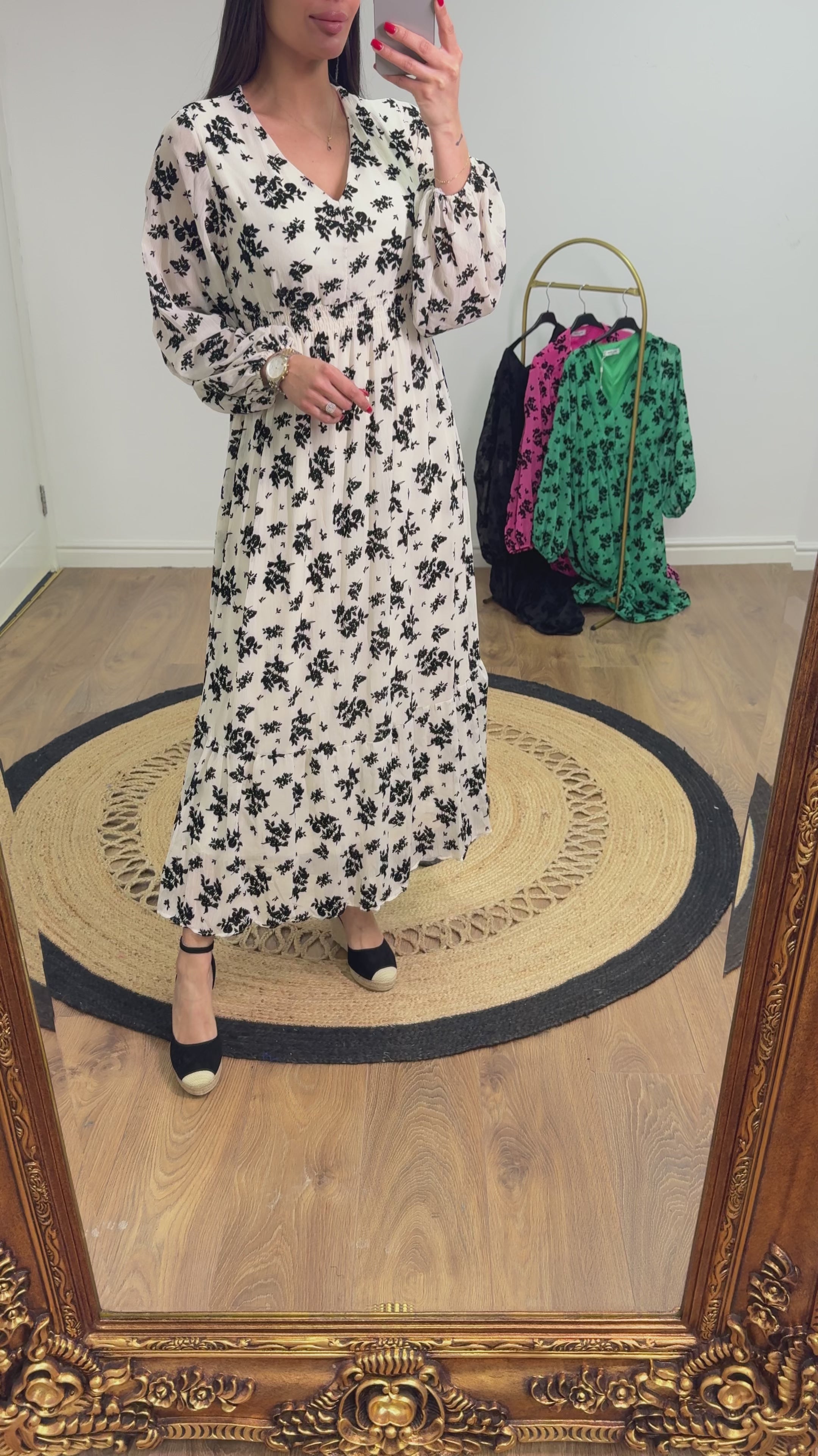 Pilar Elasticated Chiffon Maxi Dress