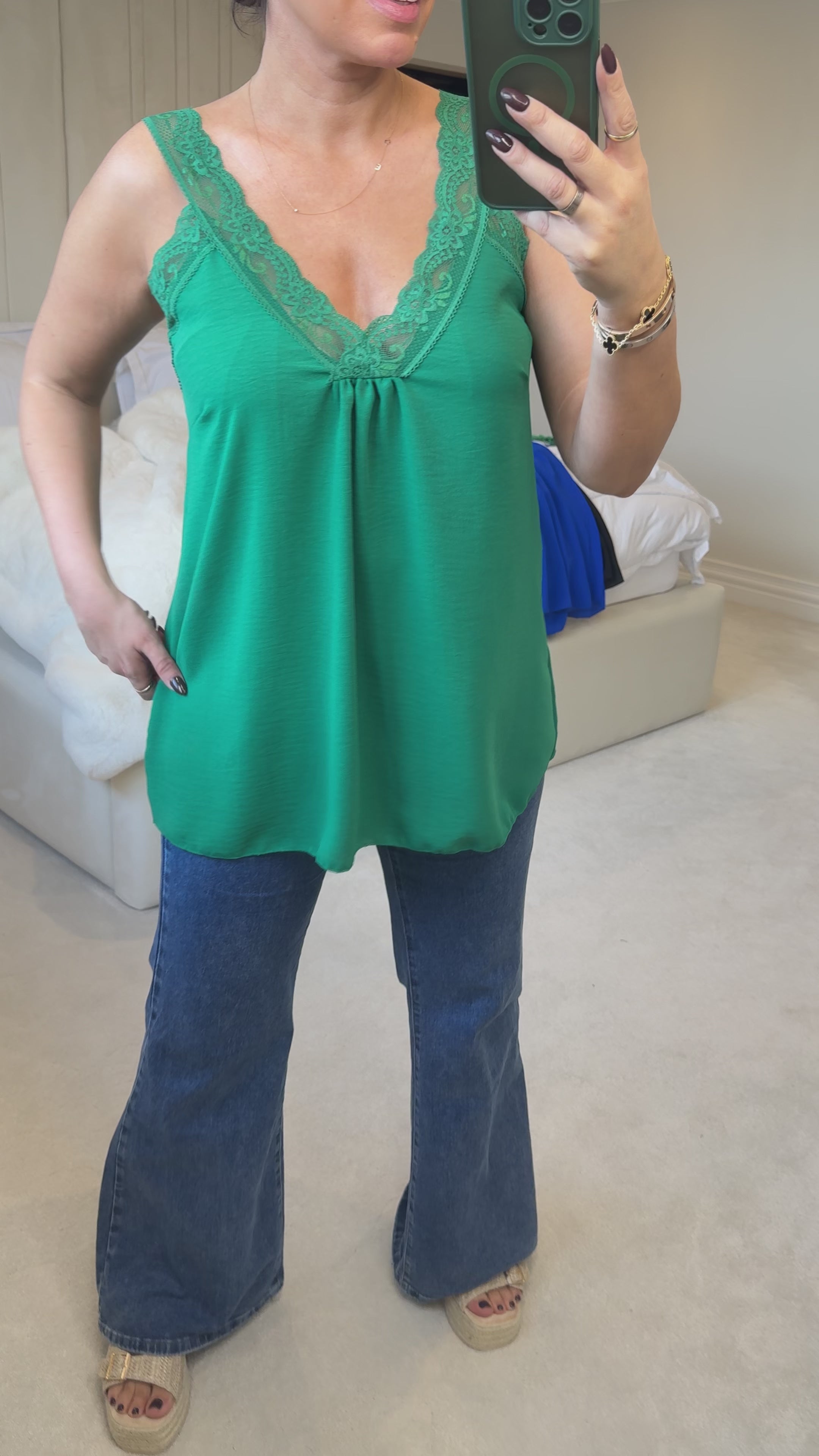 Load video: Leanne Lace Trim Cami