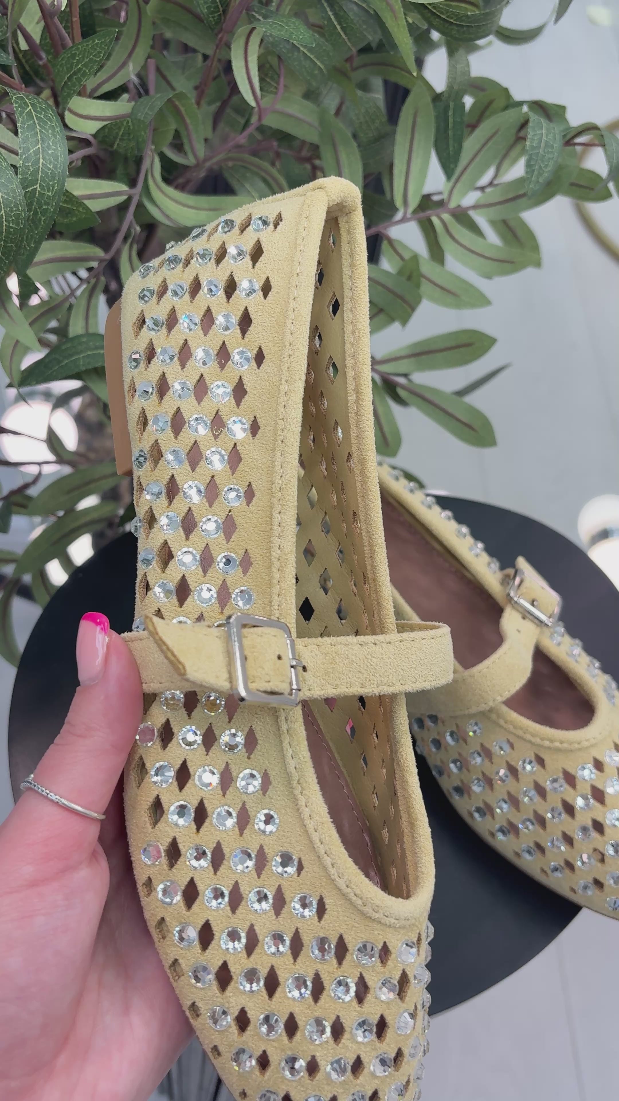 Tonya Faux Suede Studded Ballet Pumps