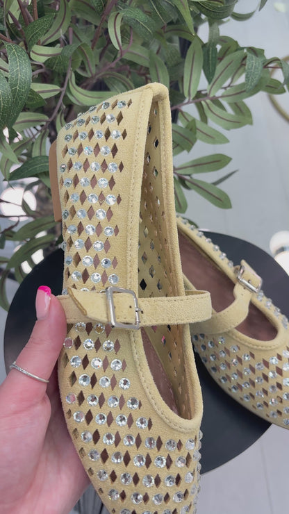 Tonya Faux Suede Studded Ballet Pumps