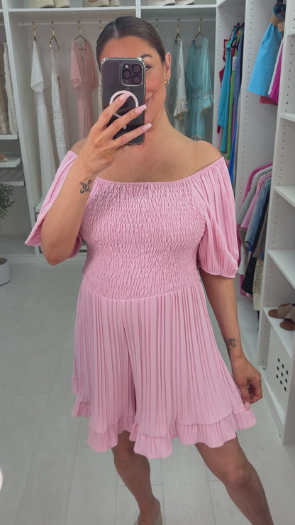 Ivette Plain Pleated Bardot Playsuit