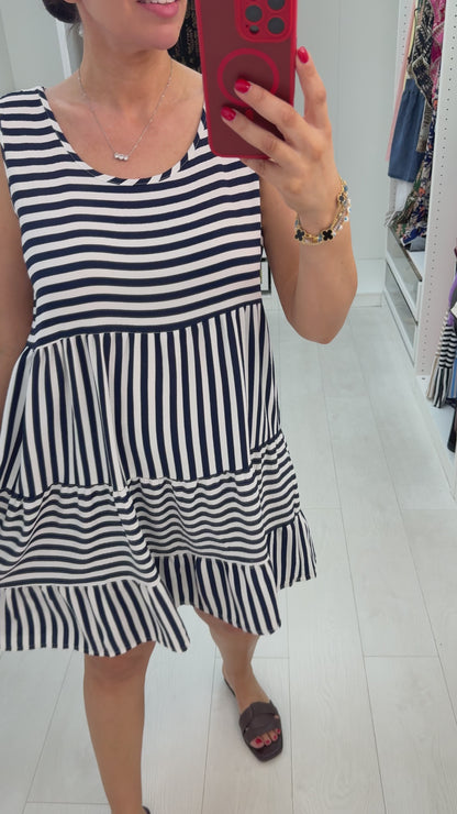 Maven Stripe Sleeveless Smock Dress