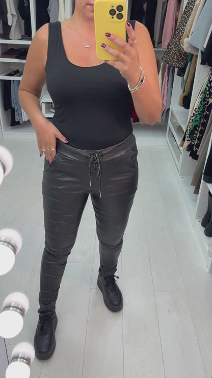 Otila Faux Leather Creased Effect Joggers