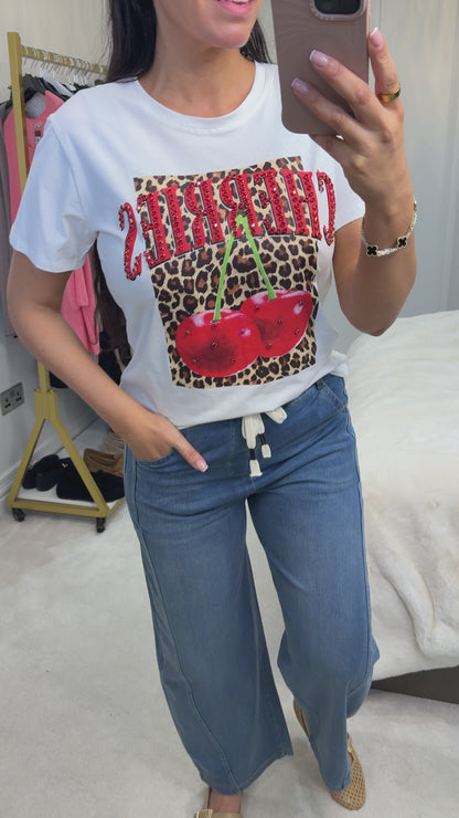 Emily Embellished Cherries Short Sleeve T-Shirt