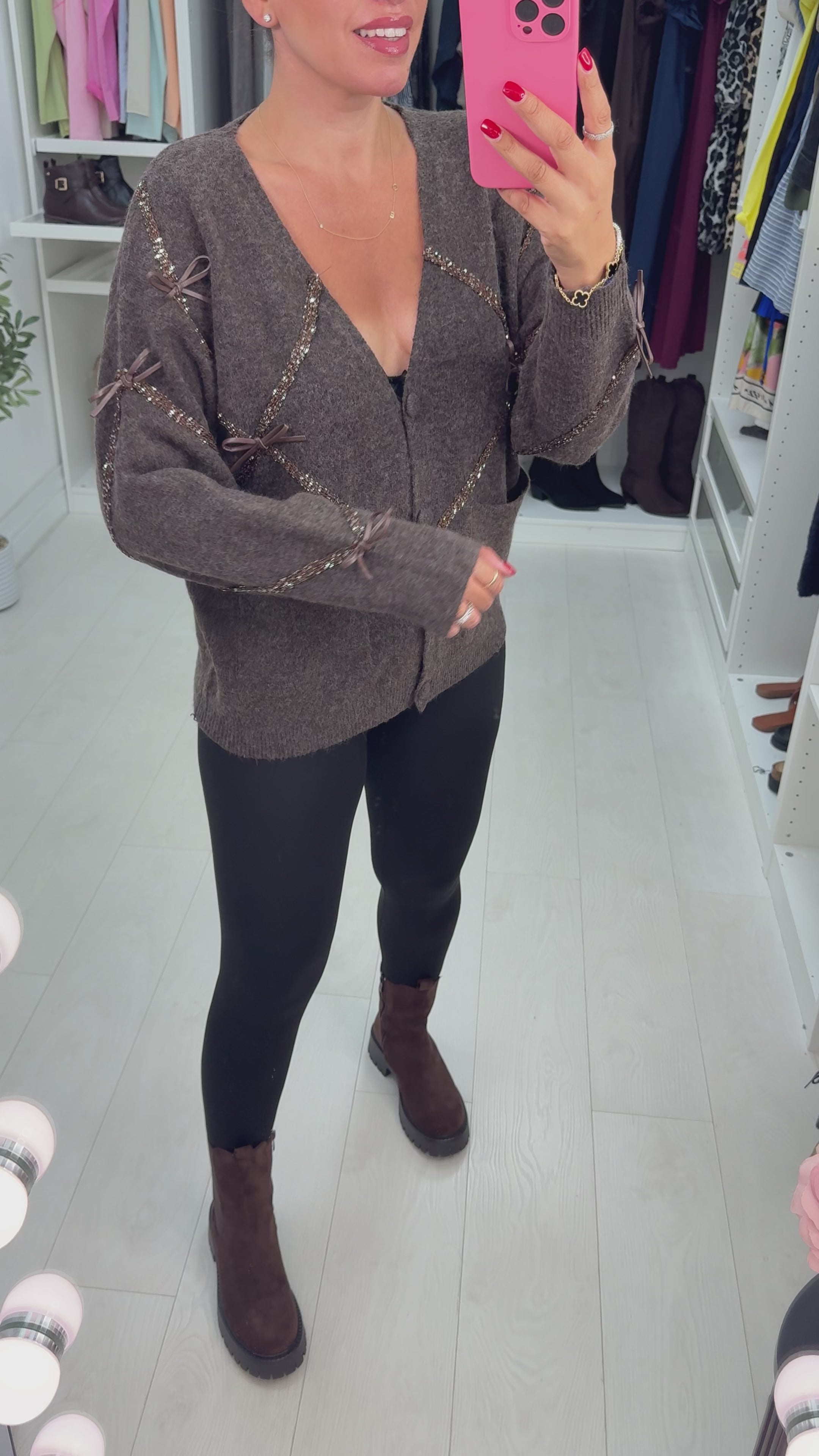 Load video: Jayde Bow Detail Super Soft Cardigan