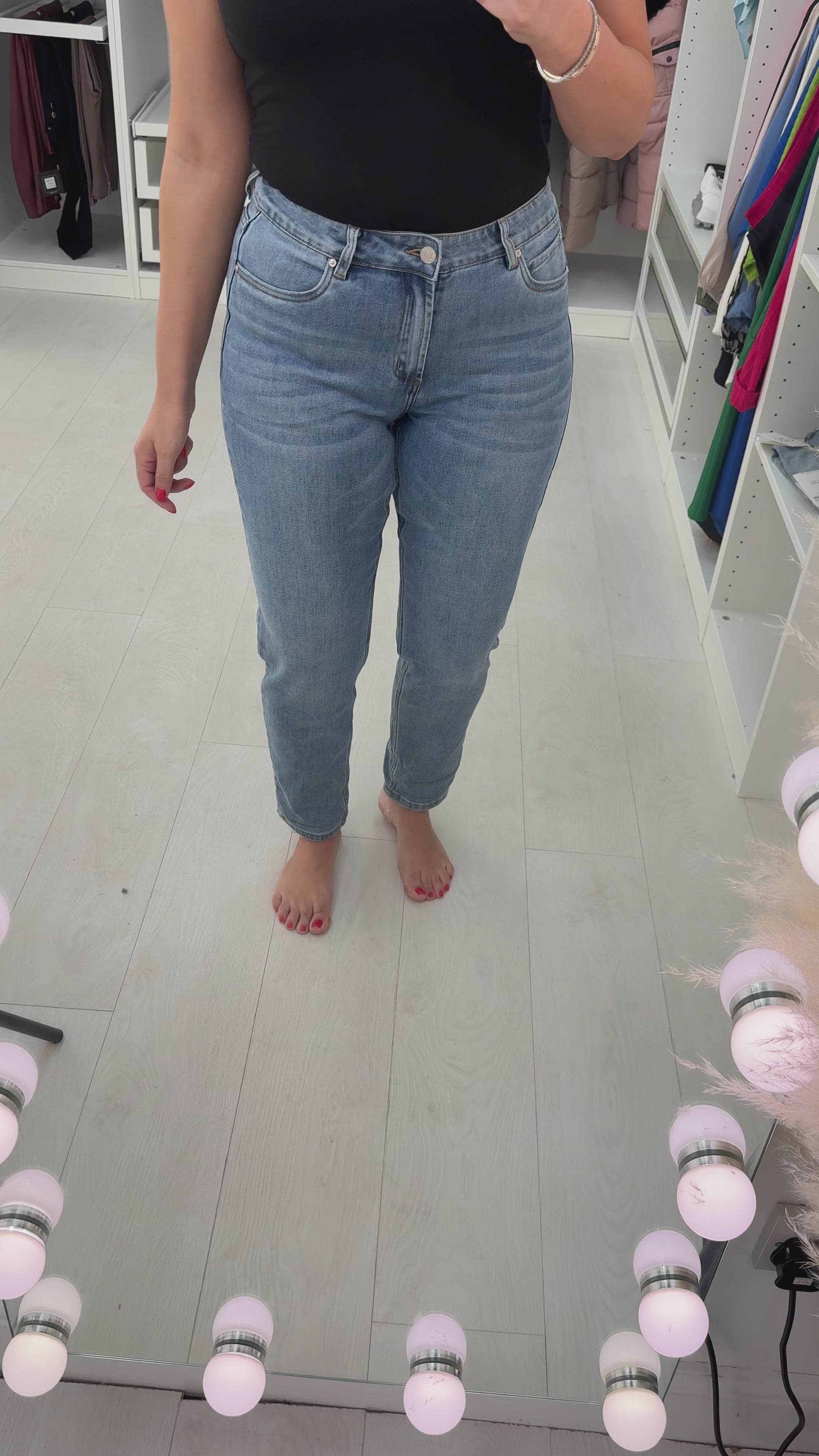 Load video: Lilly Light Washed High Waist Denim Jeans