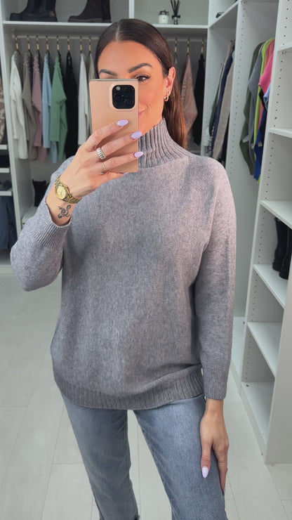 Layal Plain High Neck Jumper