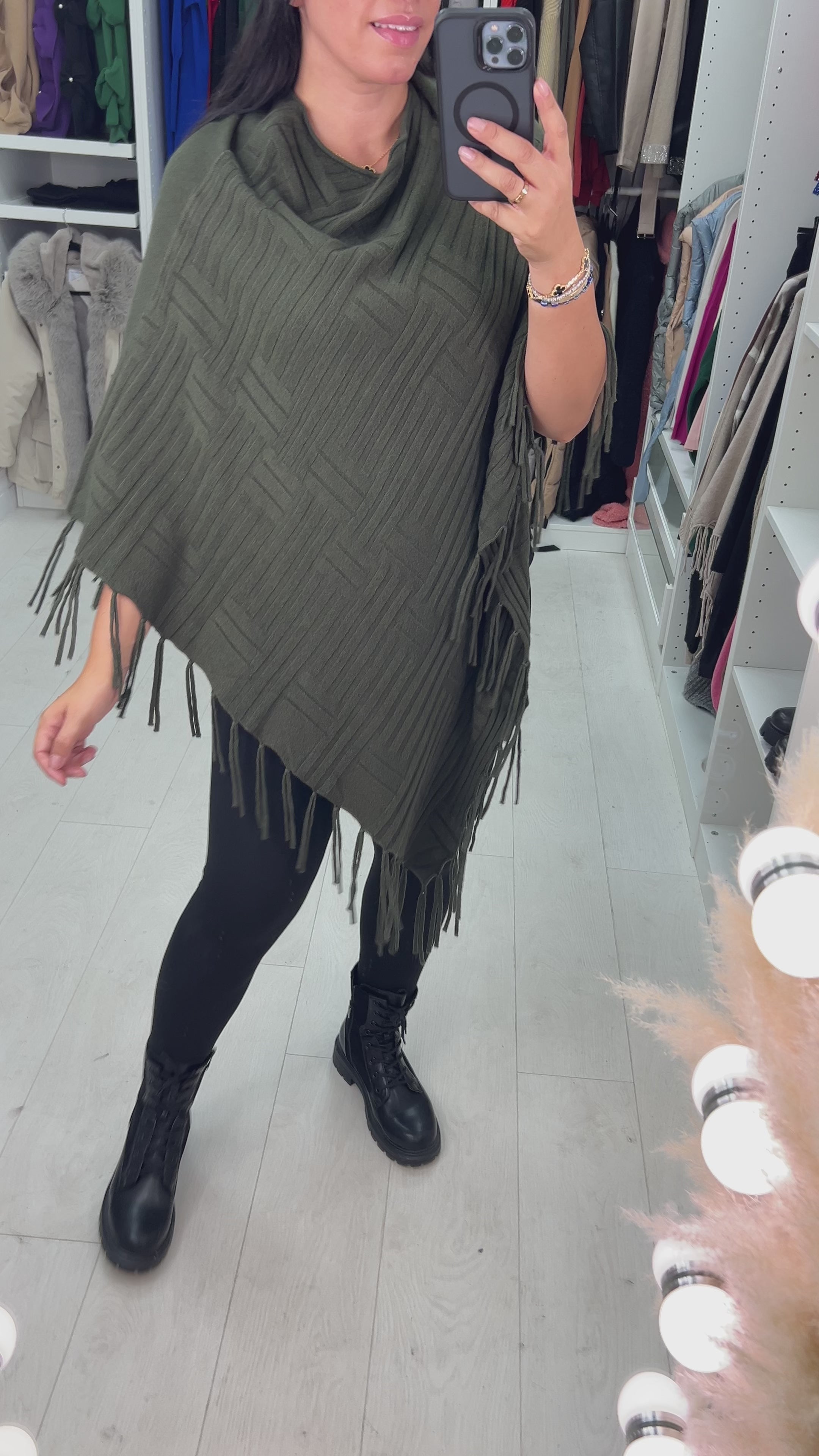 Load video: Colette Squared Tassel Poncho