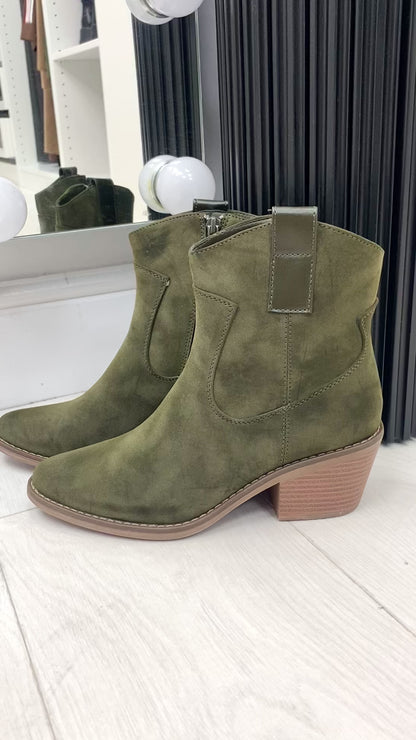 Charlena Faux Suede Western Ankle Boot