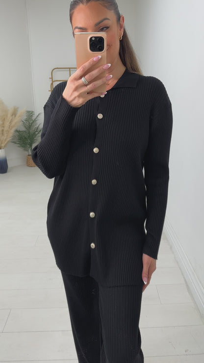 Georgina Ribbed Longline Shirt Loungewear Set