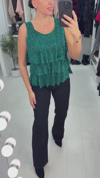 Kaya Lurex & Sequin Detailed Tiered Top