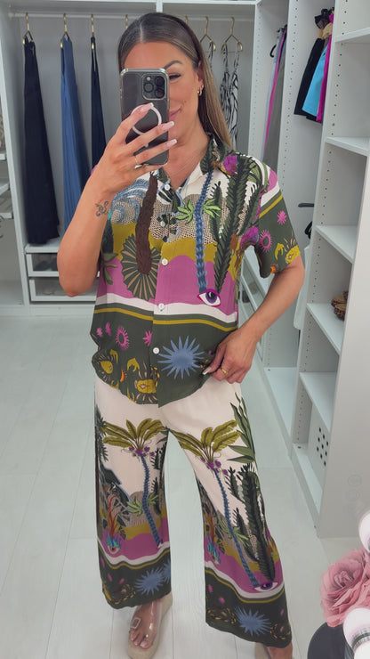 Jazmine Abstract Print Shirt Co-Ord Set