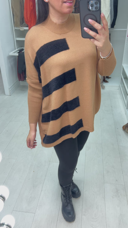 Yamila Faux Fur Stripe Knit Jumper