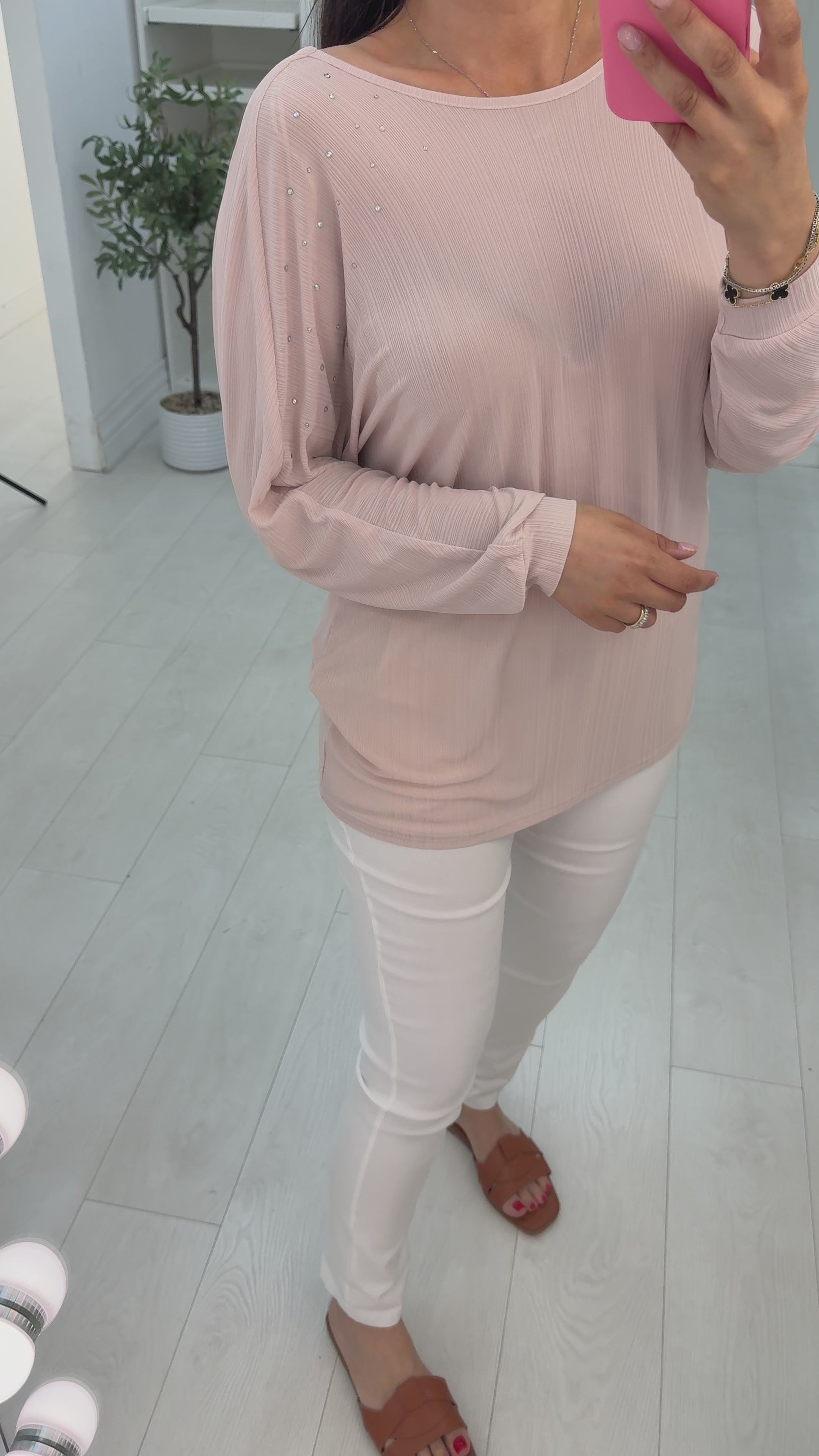 Load video: Pita Diamante Drape Back Detail Top