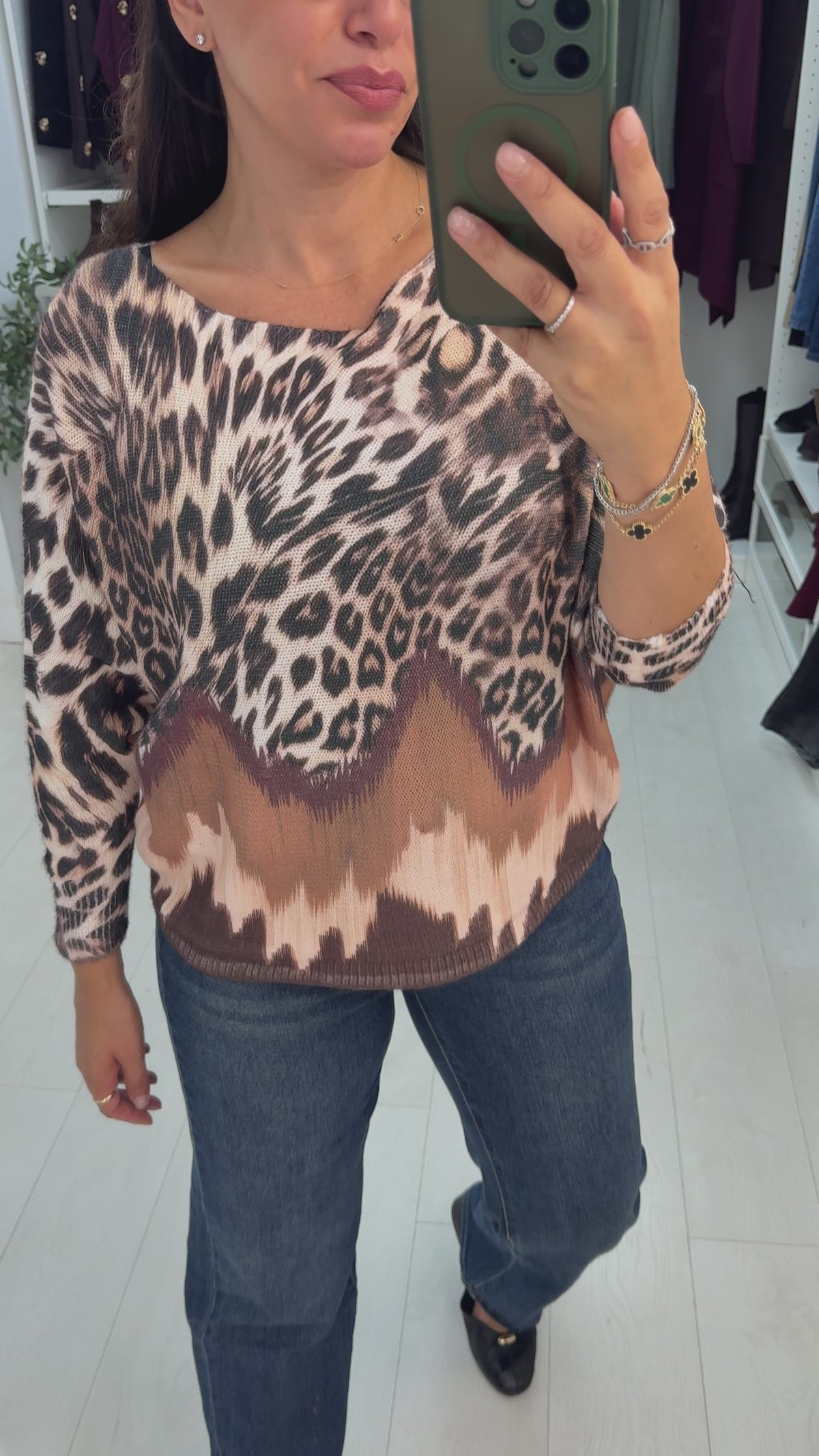 Load video: Georgette Leopard Print Batwing Top
