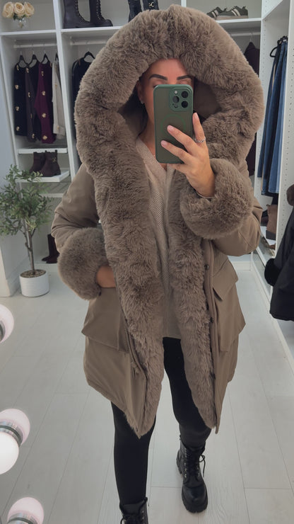 Willow Faux Fur Hooded Toggle Waist Coat