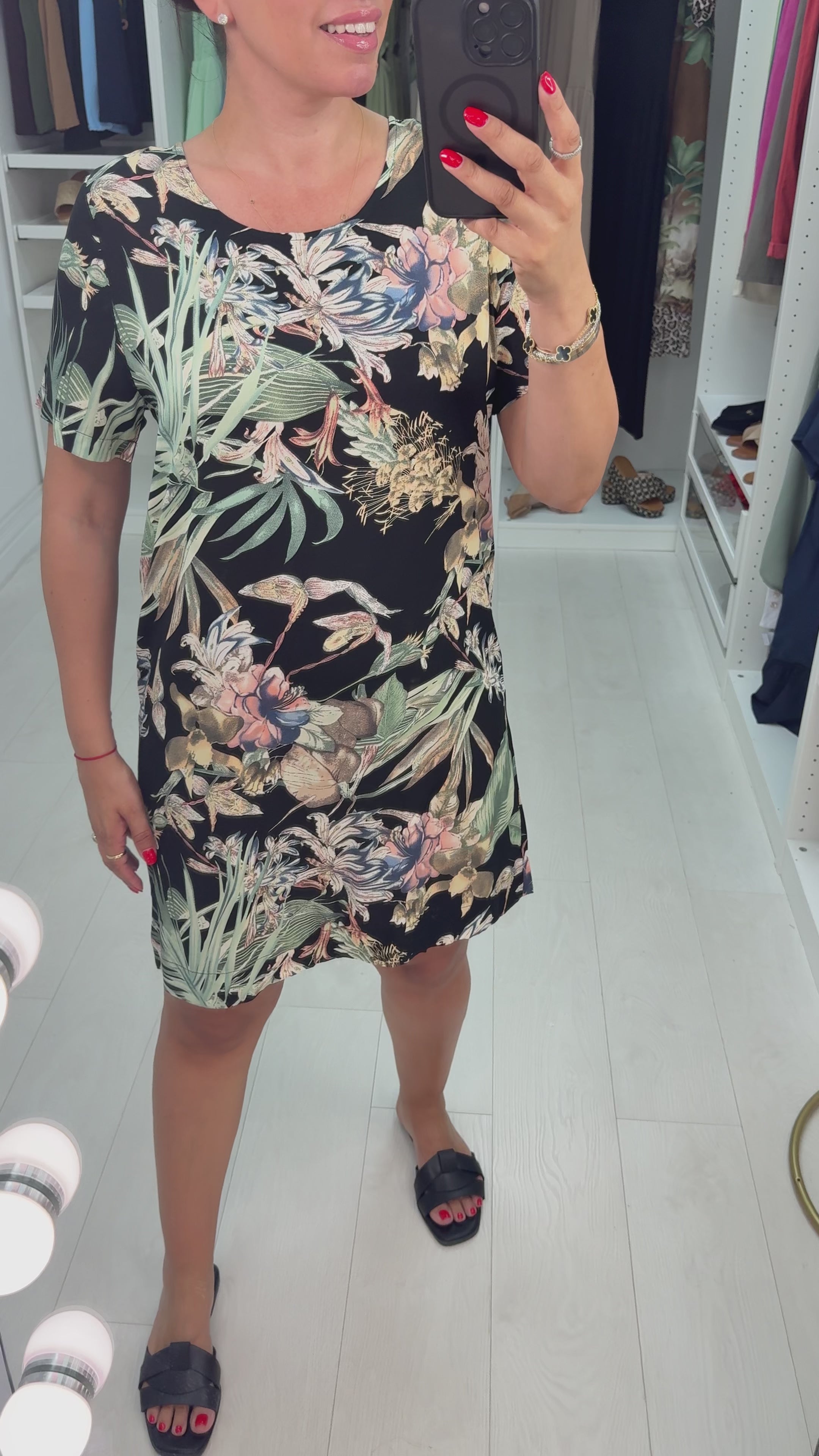 Load video: Lai Tropical Print Dress