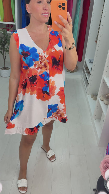 Nerys Watercolour Flower Print Loose Fit Dress