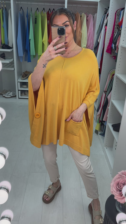 Layla Supersoft Button Detail Poncho Jumper