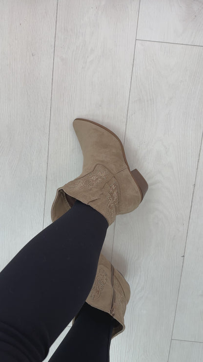 Gerardo Faux Suede Western Ankle Boots