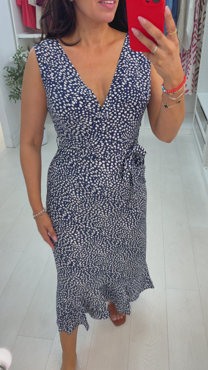 Karinna Deep V Neck Belted Dress