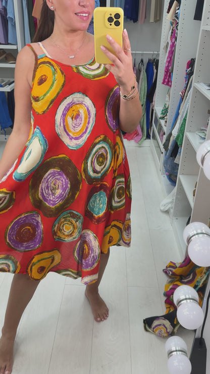 Benedita Abstract Circle Print Midi Dress